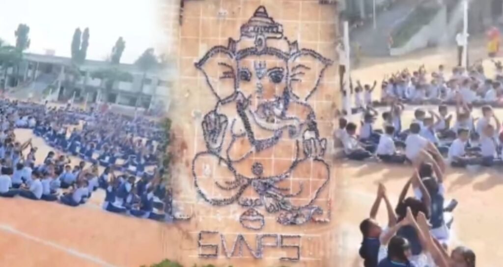 4000 ವಿದ್ಯಾರ್ಥಿಗಳು 5000 ದೀಪಗಳಿಂದ ಬೃಹತ್ ‘ಗಣೇಶನ ಆಕೃತಿ’ ರಚನೆ